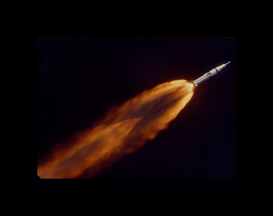 Apollo 7 photographed in flight by ALOTS (68-HC-641)