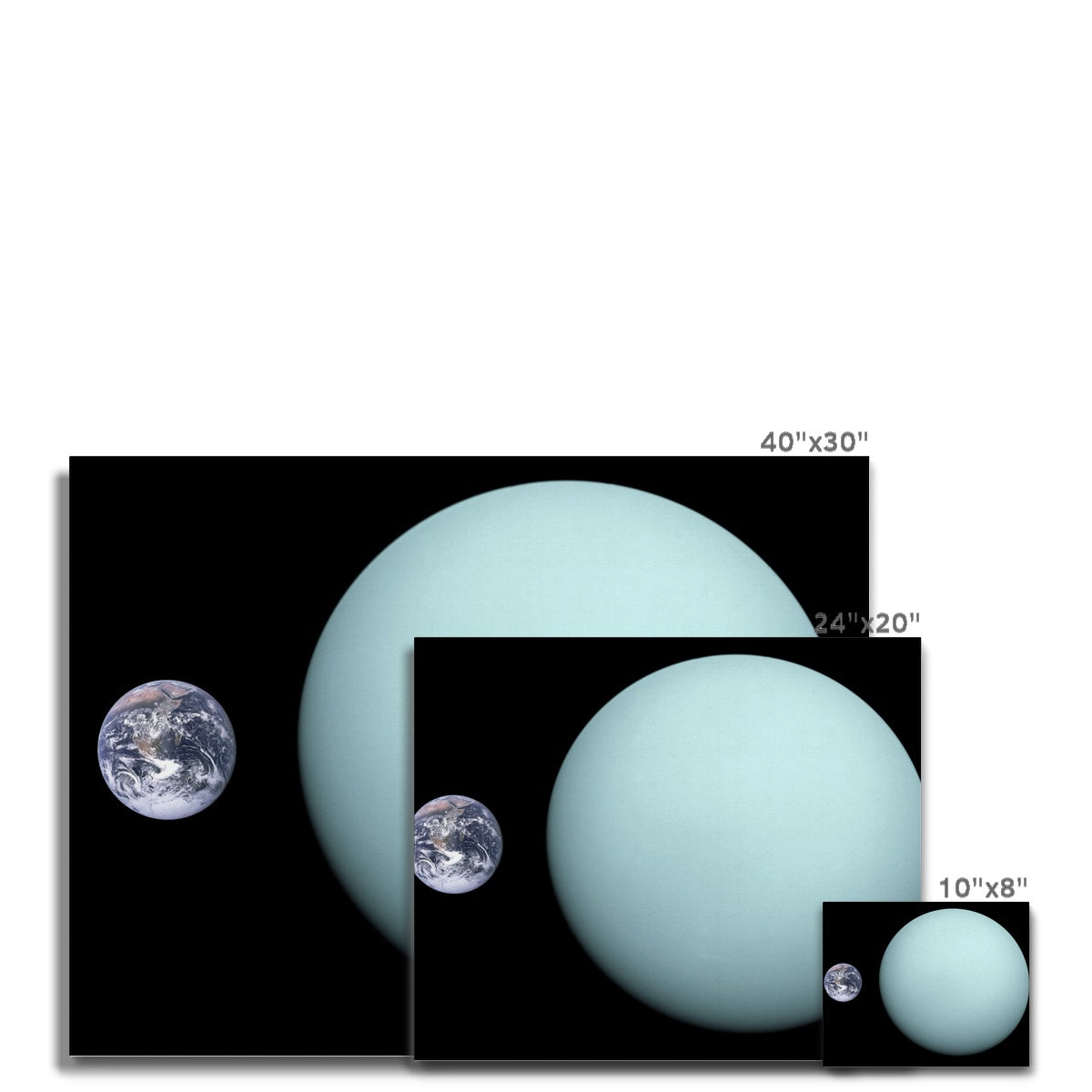 Uranus, Earth size Comparison 2 Canvas