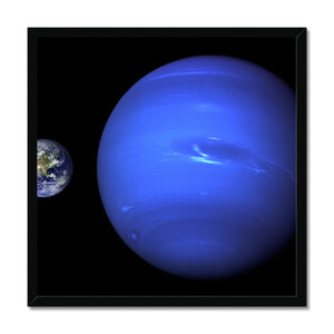 Neptune, Earth size comparison Framed Print