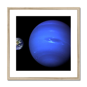 Neptune, Earth size comparison Framed & Mounted Print