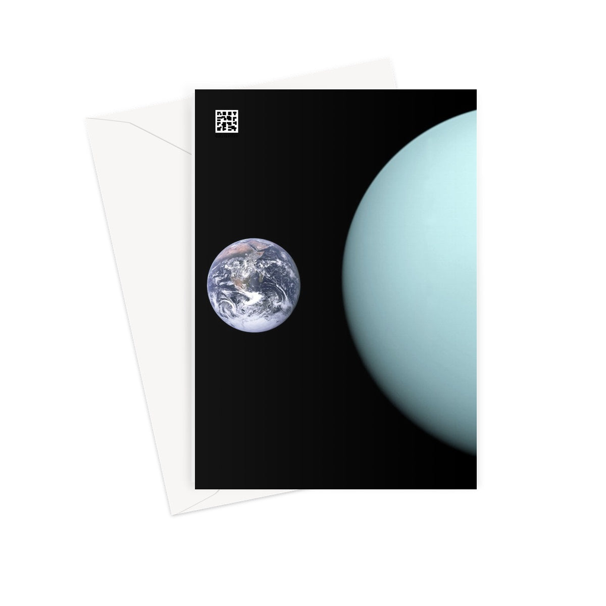 Uranus, Earth size Comparison 2 Greeting Card