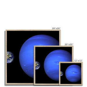 Neptune, Earth size comparison Framed Print