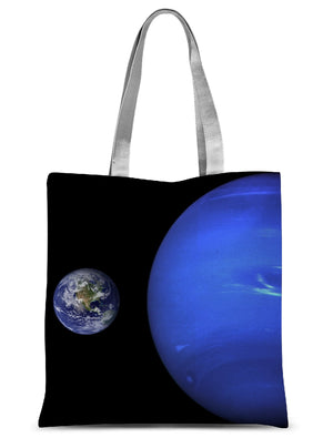 Neptune, Earth size comparison Sublimation Tote Bag