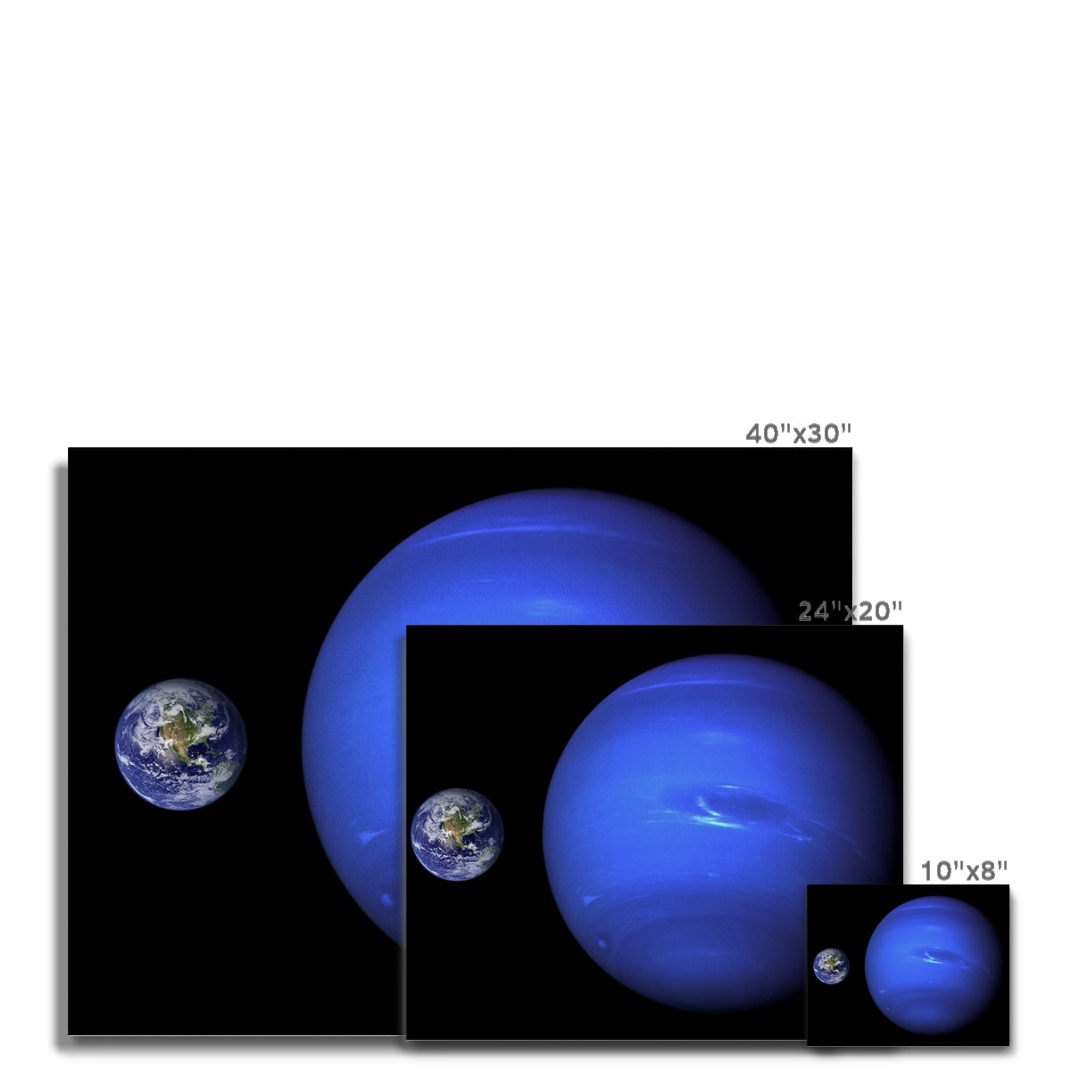 Neptuno, comparación de tamaño de la tierra Lienzo