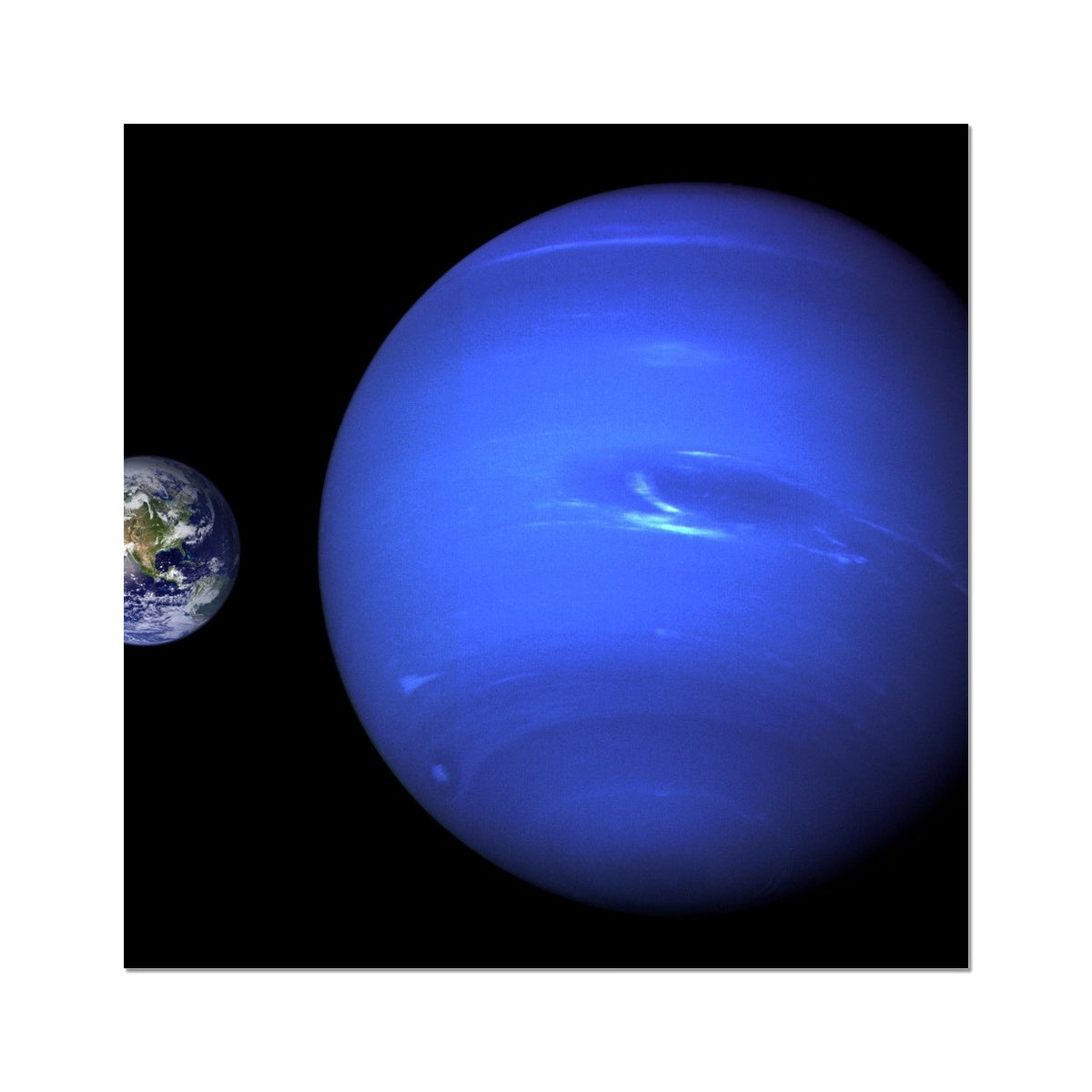 Neptune, Earth size comparison Hahnemühle Photo Rag Print