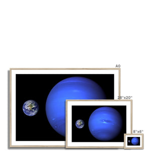 Neptune, Earth size comparison Framed & Mounted Print