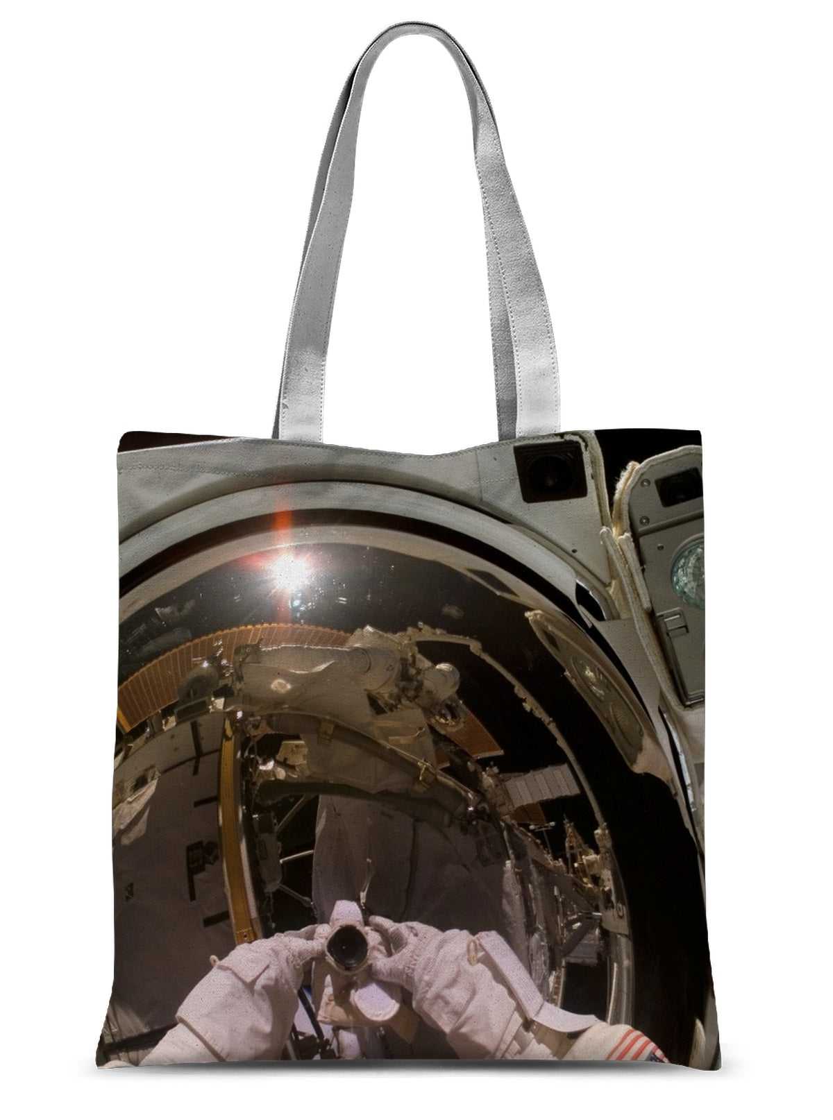 Astronaut Selfie in Orbit Sublimation Tote Bag