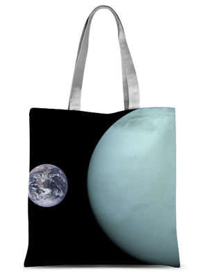 Urano, Comparación de tamaño de la tierra 2 Sublimación Tote Bag